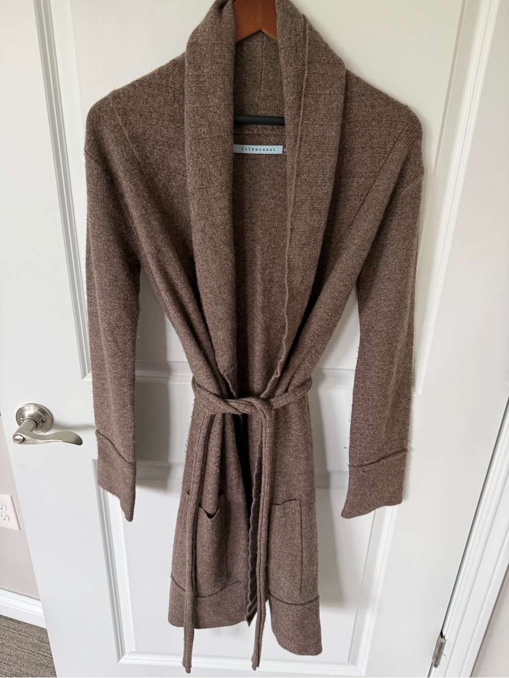 Lily Mcneal Merino Wool Cashmere Belted Cardigan Size Medium